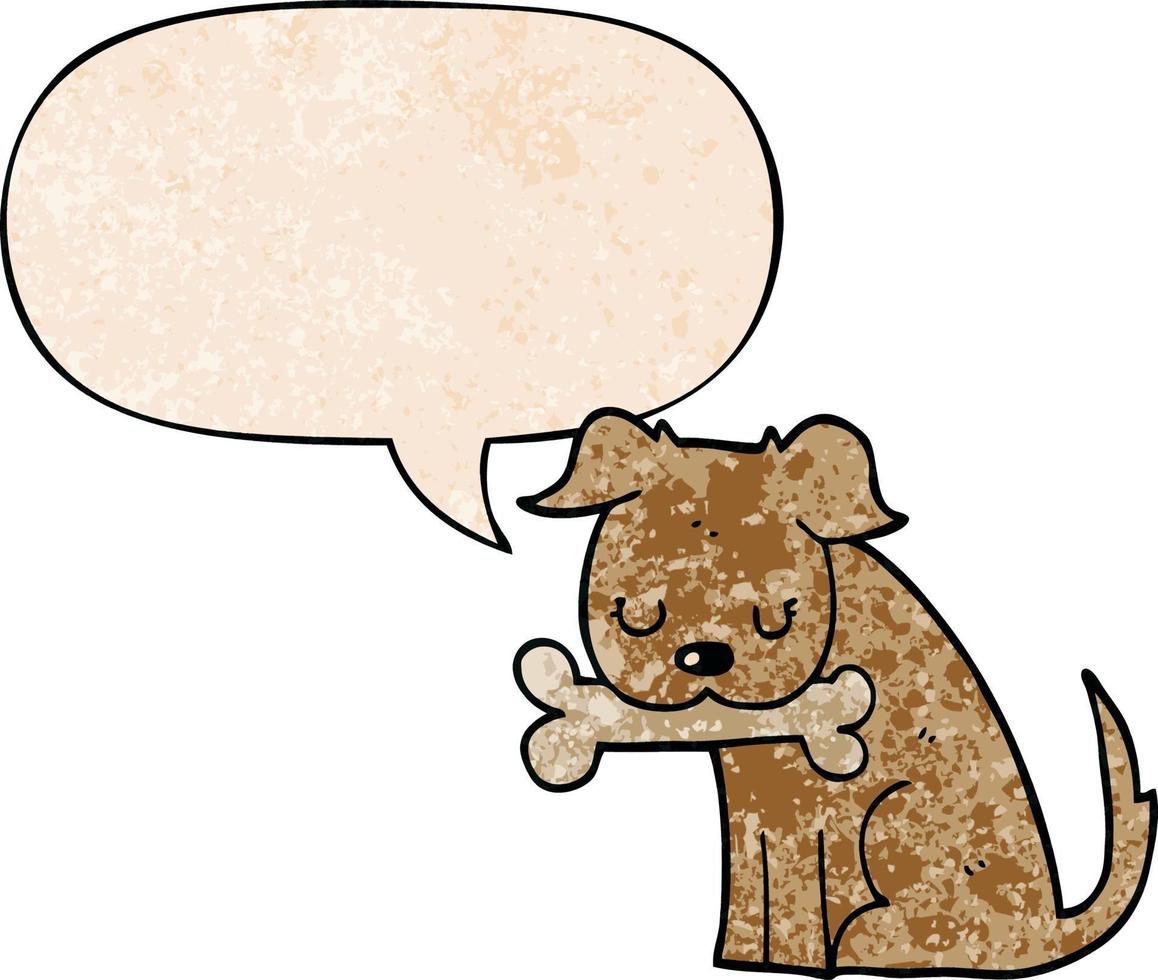 cartoon dog and speech bubble in retro texture style vector