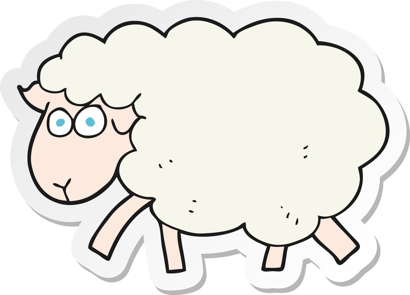 sticker of a cartoon sheep vector