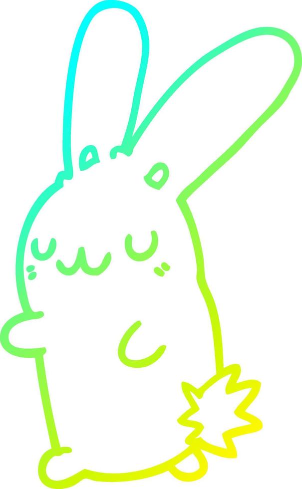 cold gradient line drawing cute cartoon rabbit vector