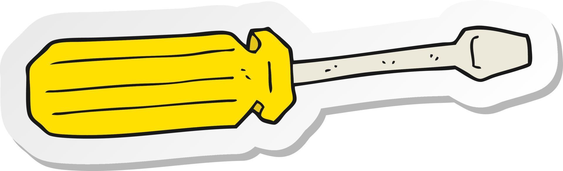 sticker of a cartoon screwdriver vector