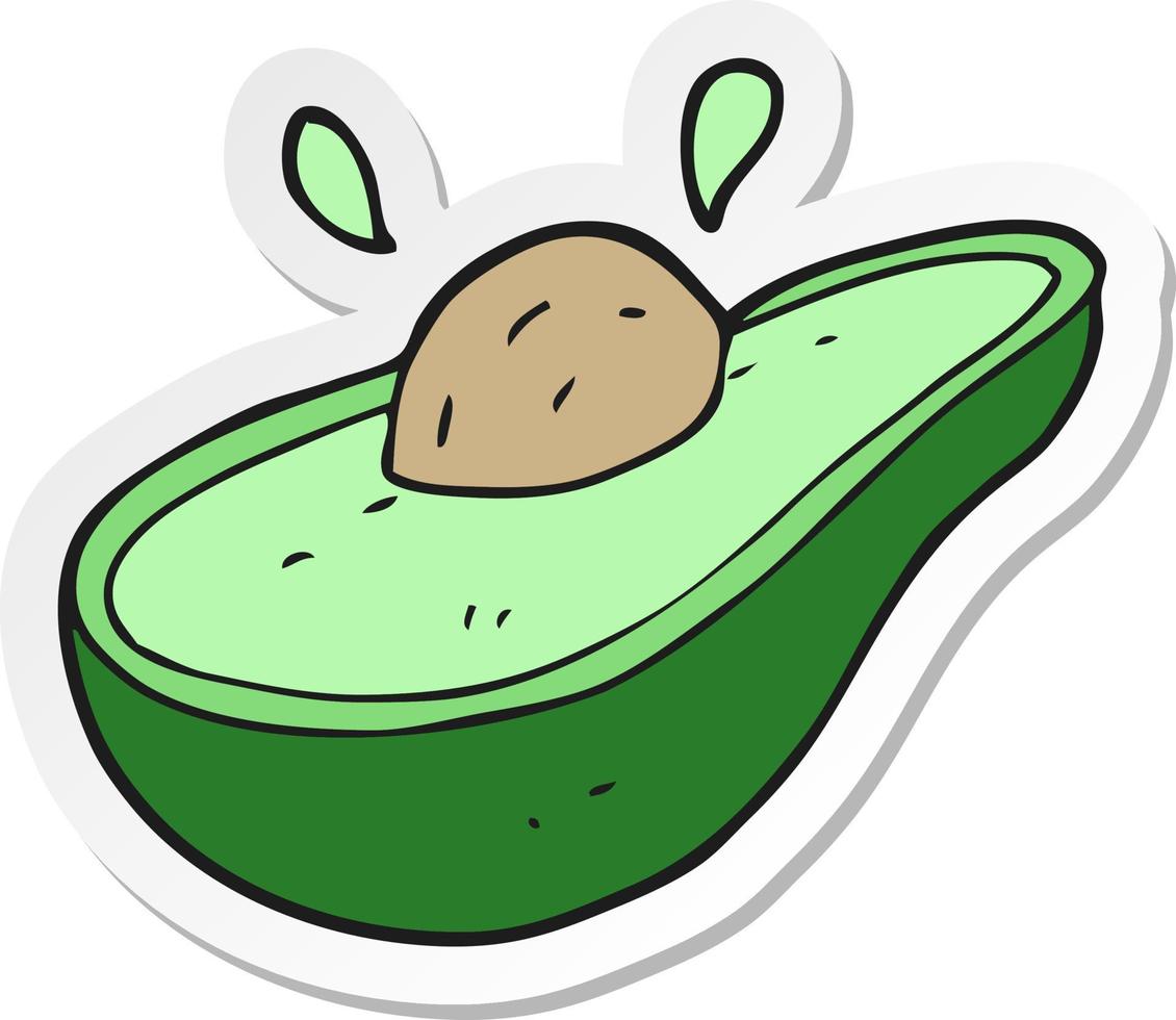 sticker of a cartoon avocado vector