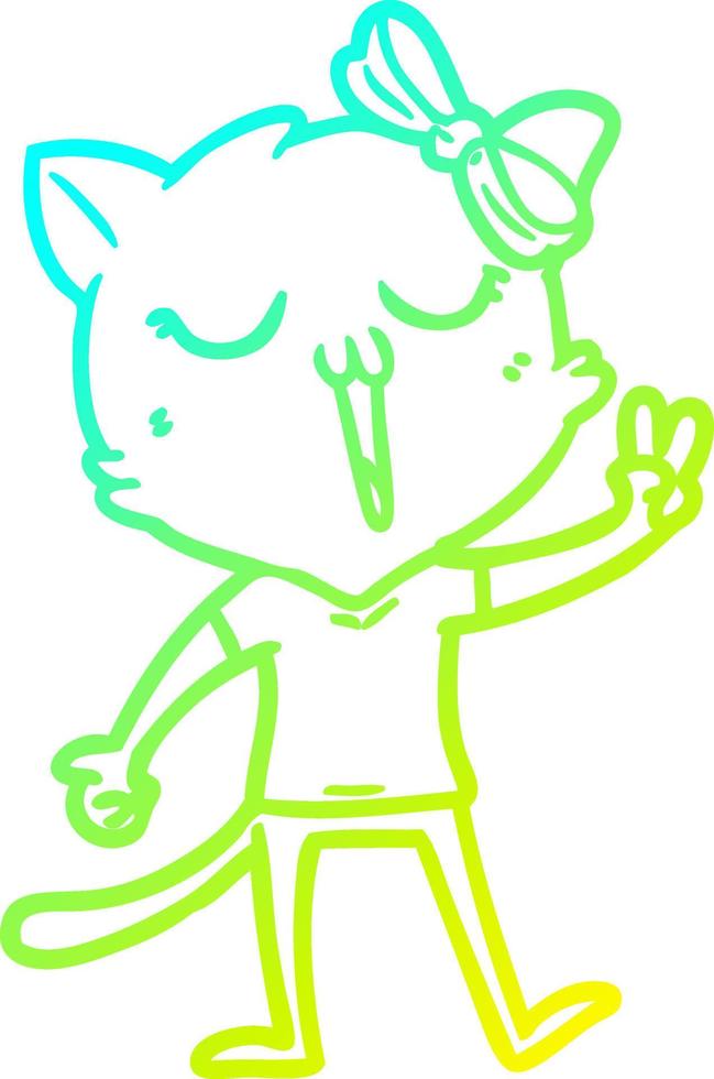 cold gradient line drawing cartoon cat vector