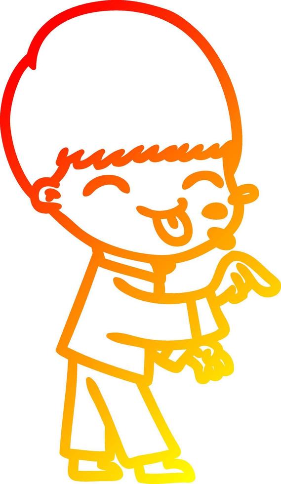 warm gradient line drawing cartoon boy vector