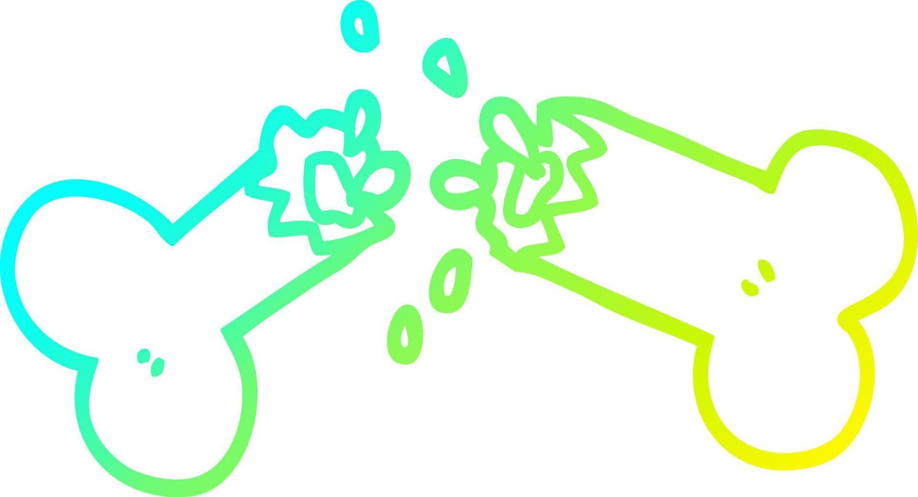 cold gradient line drawing cartoon snapped bone vector