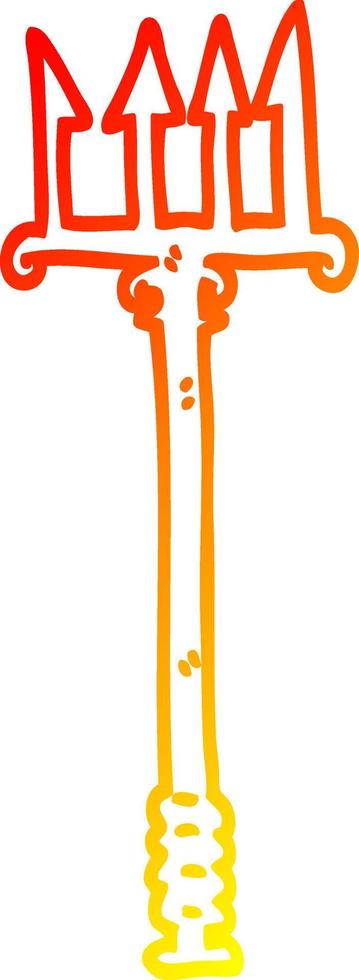 warm gradient line drawing cartoon pitchfork vector
