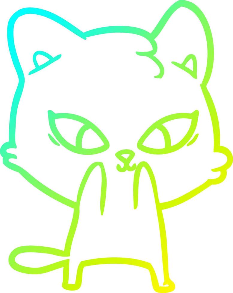 cold gradient line drawing cute cartoon cat vector