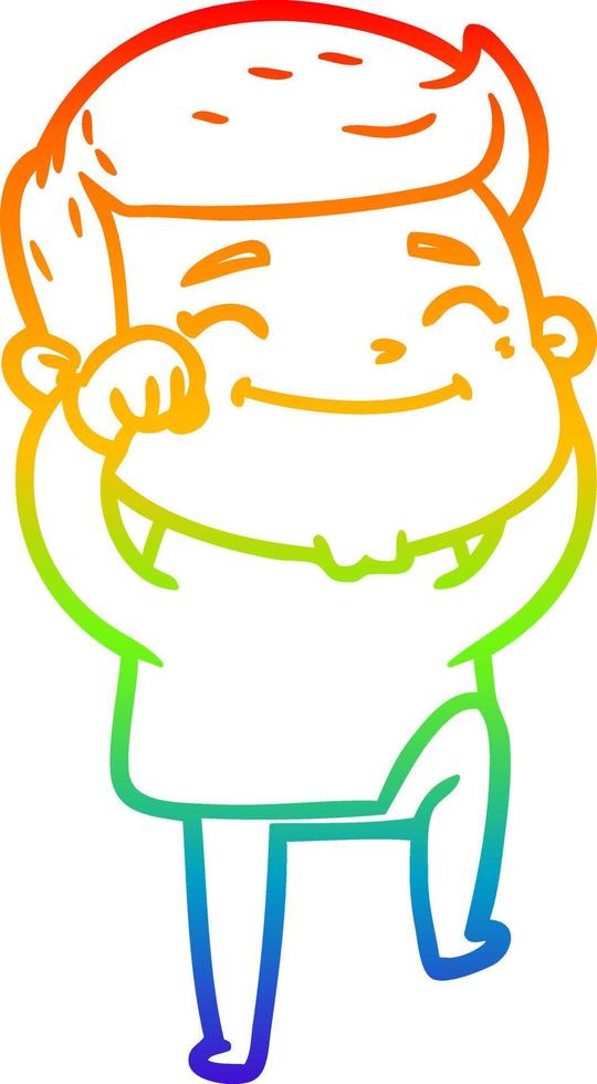 rainbow gradient line drawing happy cartoon man vector