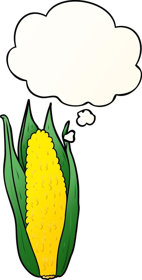 cartoon corn and thought bubble in smooth gradient style vector