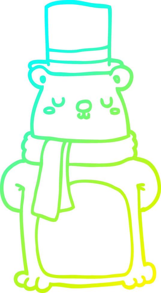 cold gradient line drawing cartoon bear vector