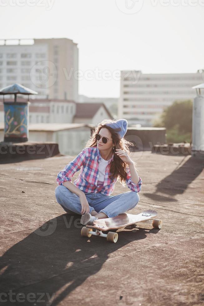 Teenage girl in stylish clothes photo