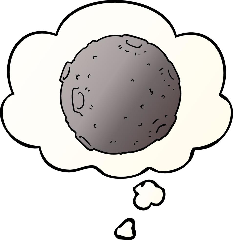 cartoon moon and thought bubble in smooth gradient style vector