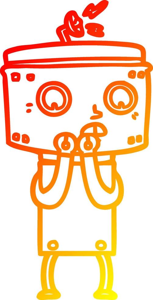 warm gradient line drawing nervous cartoon robot vector