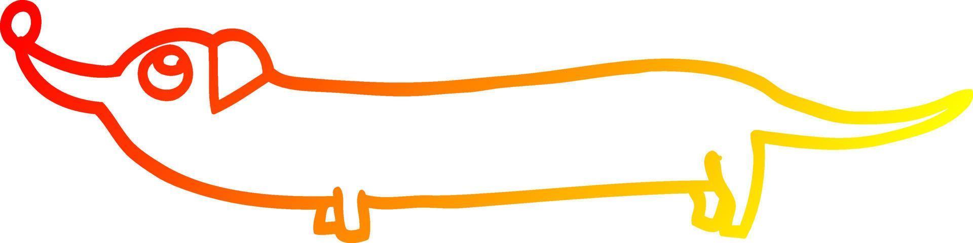 warm gradient line drawing cartoon dachshund vector