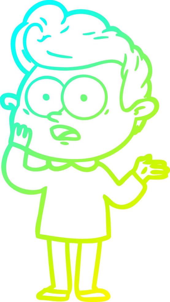 cold gradient line drawing cartoon staring man vector