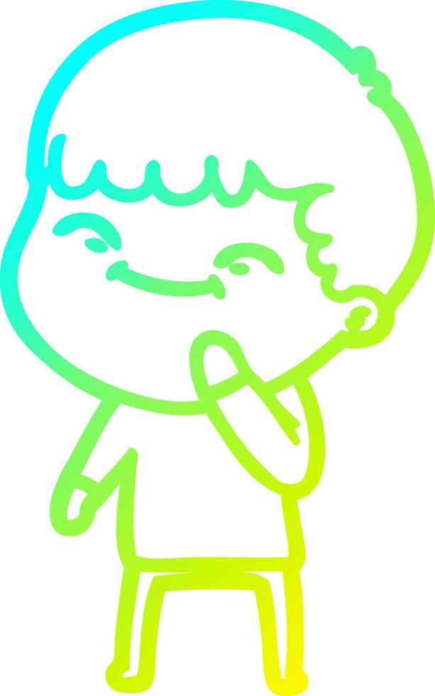 cold gradient line drawing cartoon happy boy vector