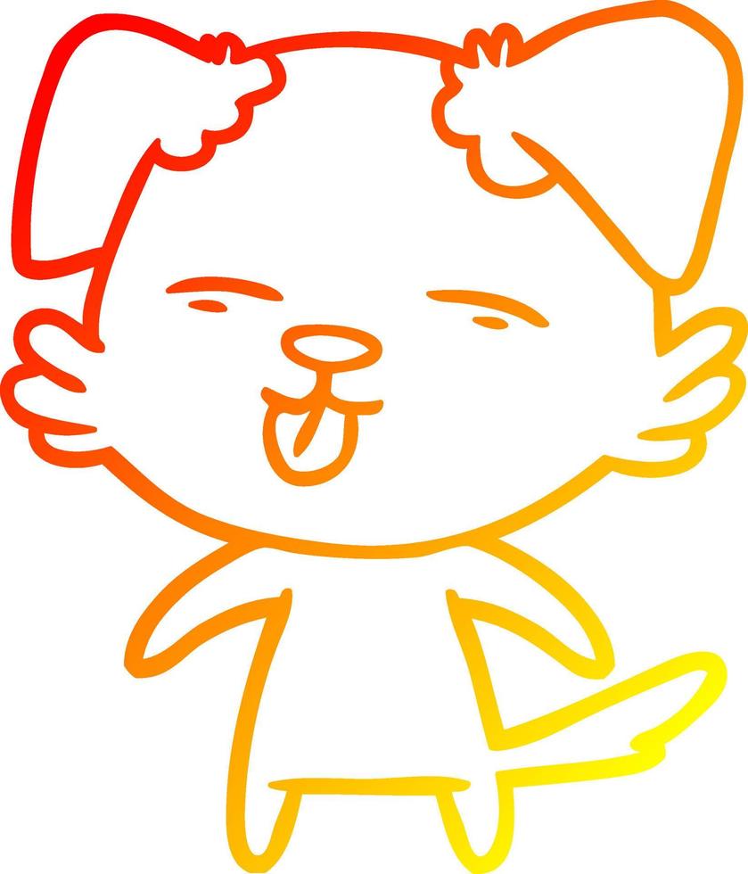 warm gradient line drawing cartoon dog sticking out tongue vector