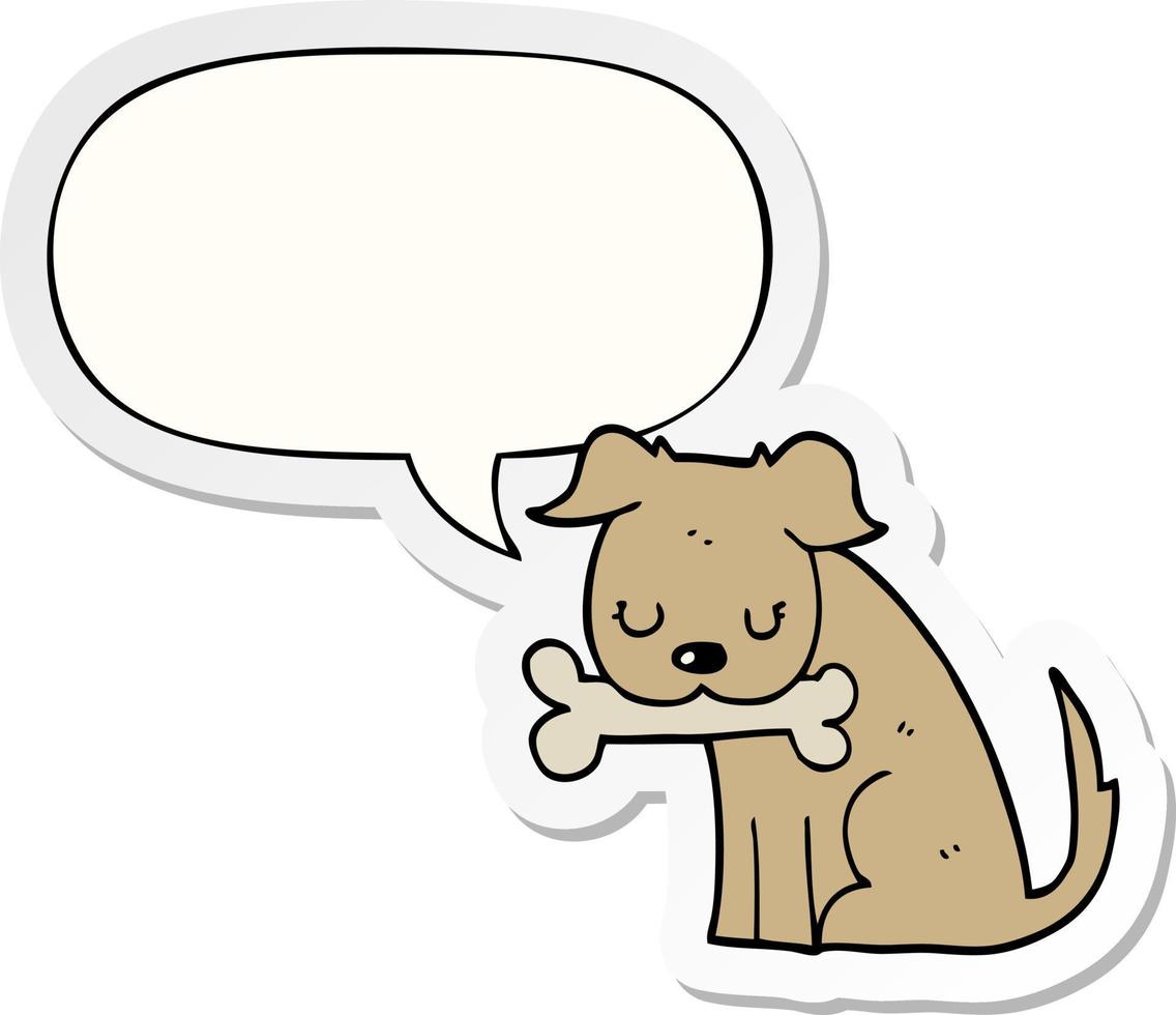 cartoon dog and speech bubble sticker vector