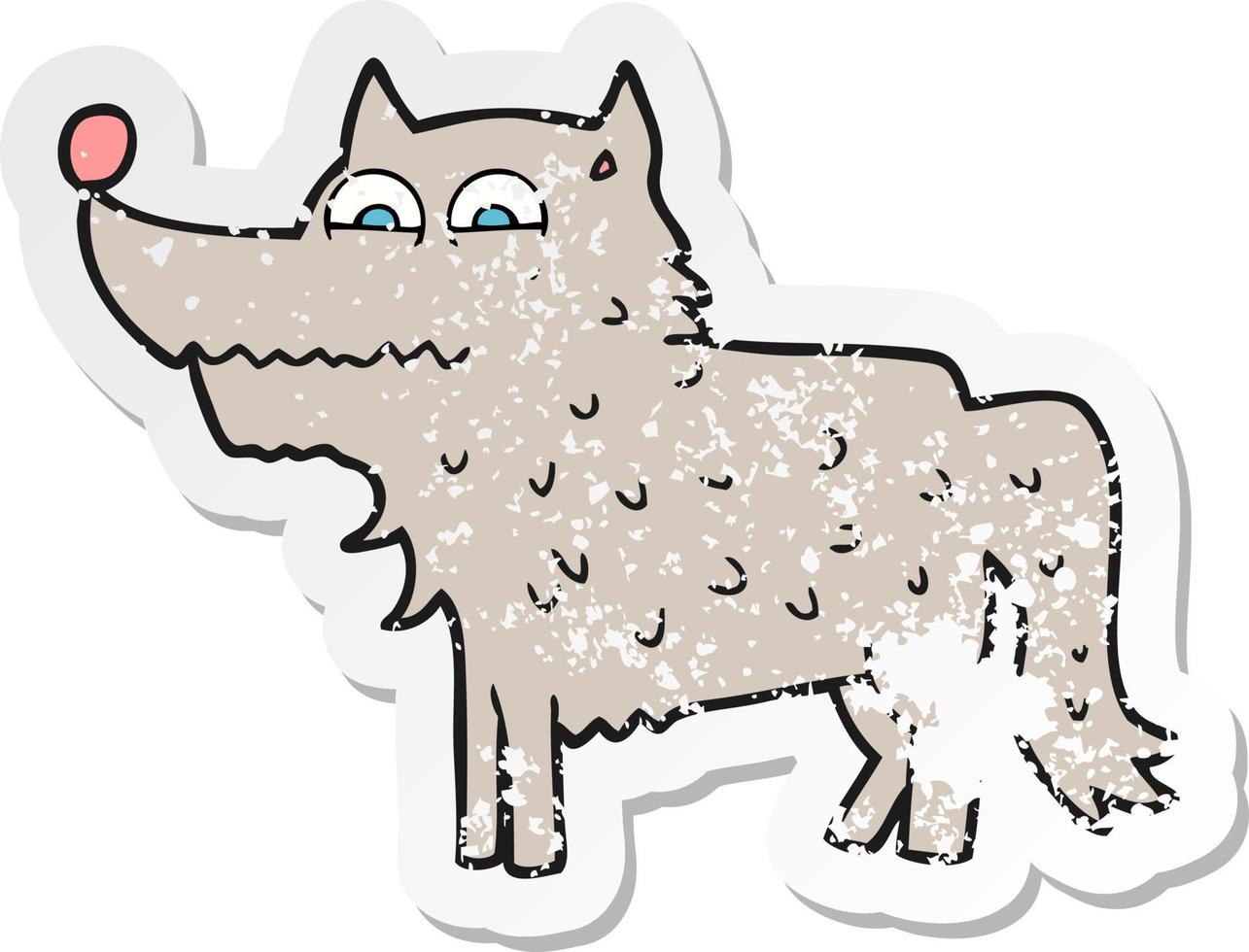 pegatina retro angustiada de un perro de dibujos animados vector