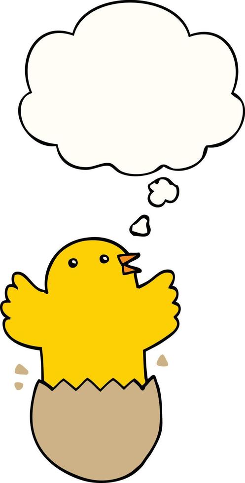 cartoon hatching bird and thought bubble vector