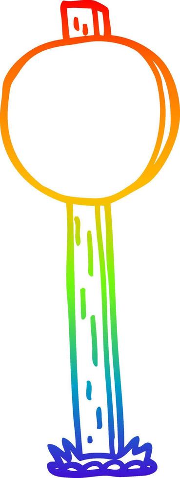 rainbow gradient line drawing cartoon sign post vector