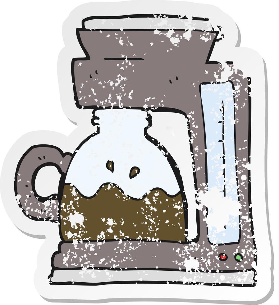 retro distressed sticker of a cartoon coffee filter machine vector