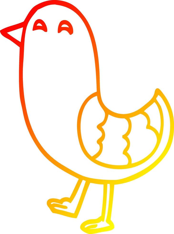 warm gradient line drawing cartoon red bird vector
