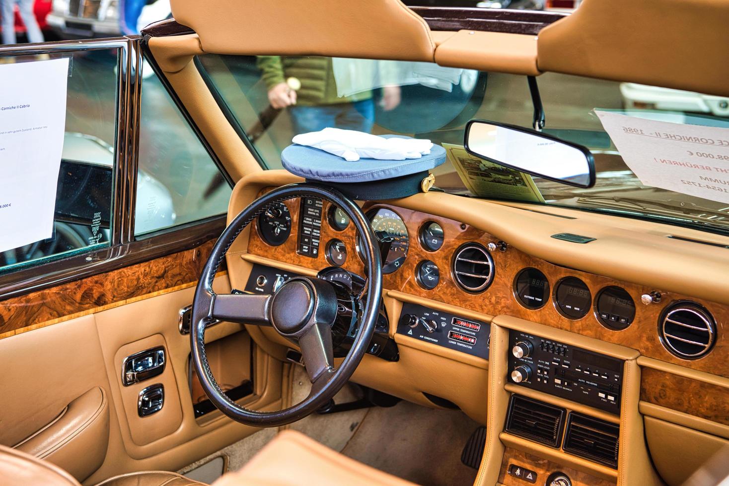 FRIEDRICHSHAFEN - MAY 2019 beige interior ROLLS-ROYCE CORNICHE 2 II 1986 cabrio at Motorworld Classics Bodensee on May 11, 2019 in Friedrichshafen, Germany photo