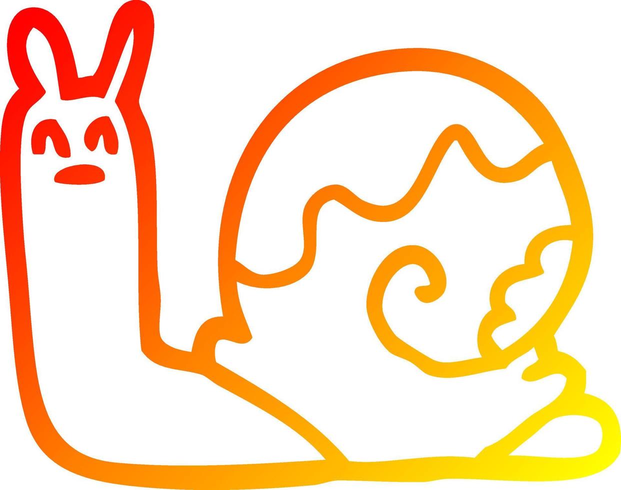 warm gradient line drawing cartoon snail vector