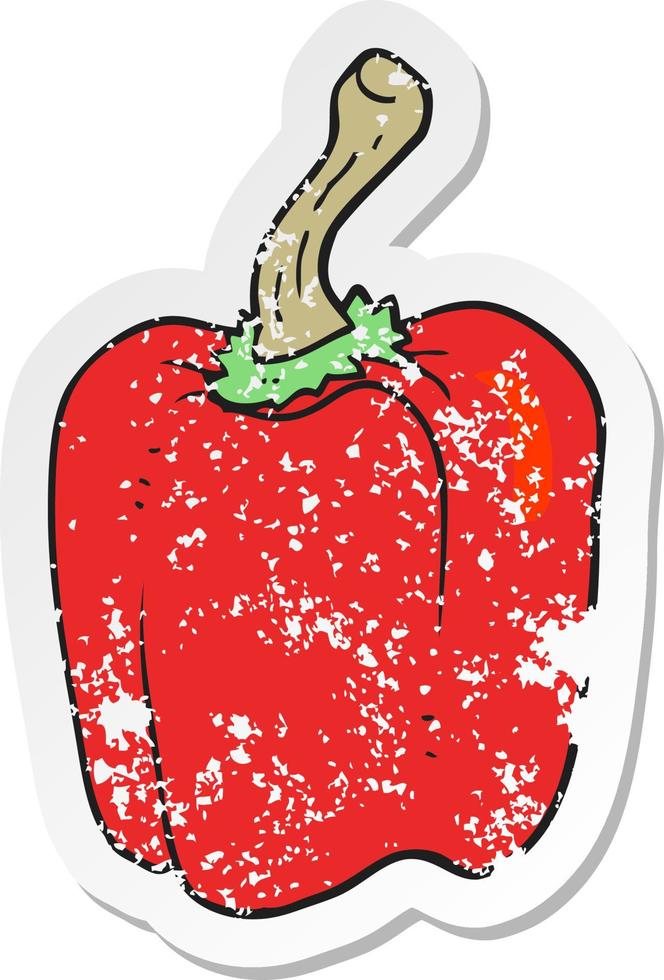 retro distressed sticker of a cartoon red pepper vector