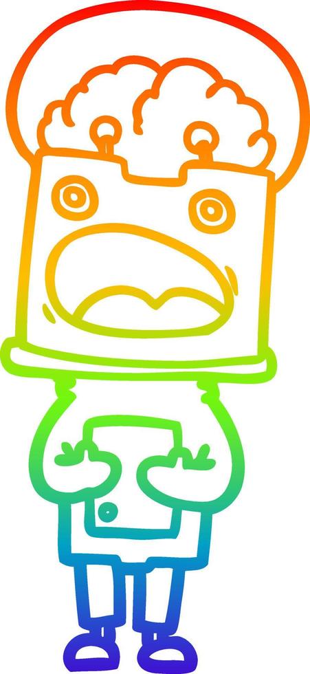 rainbow gradient line drawing cartoon robot vector