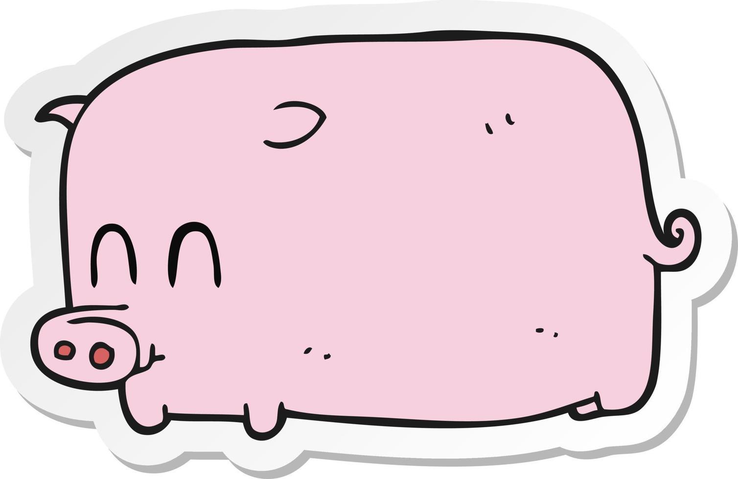 sticker of a cartoon pig vector