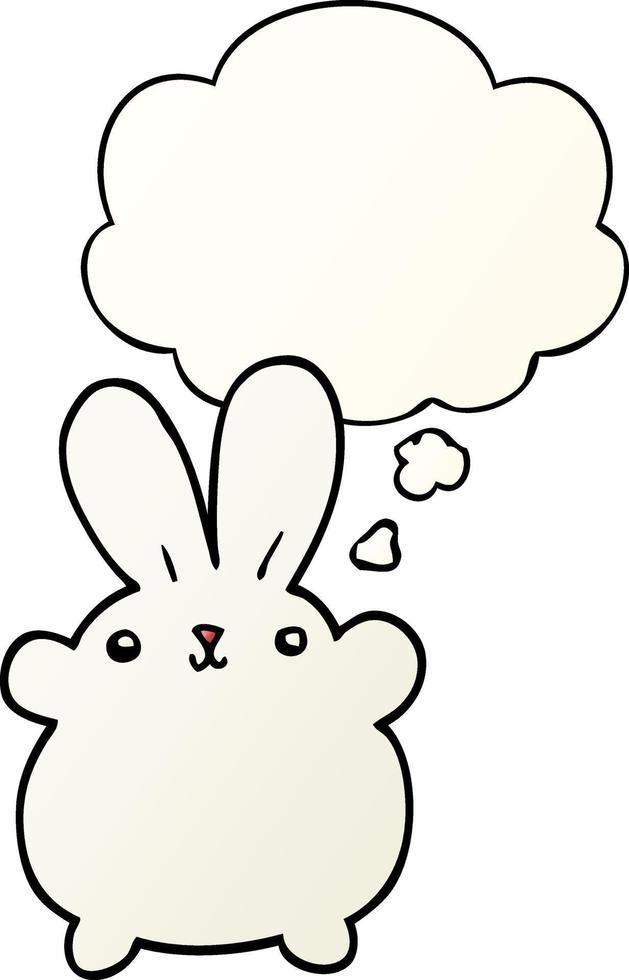 cute cartoon rabbit and thought bubble in smooth gradient style vector