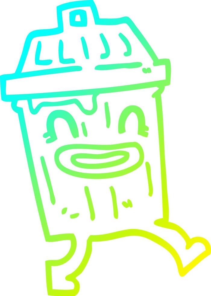 cold gradient line drawing cartoon waste bin vector