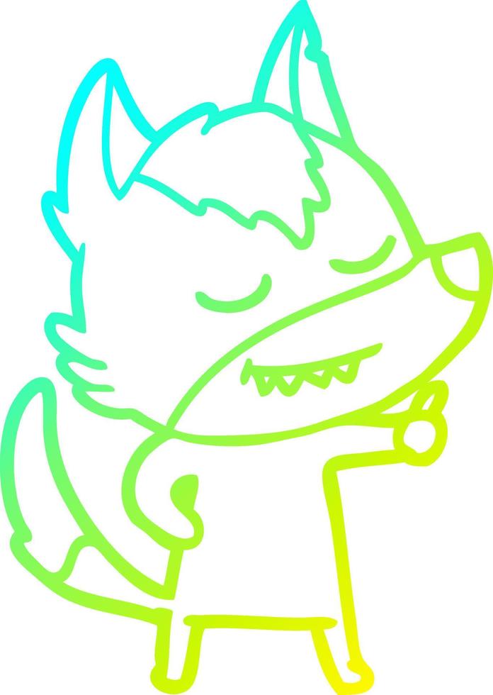 cold gradient line drawing friendly cartoon wolf vector