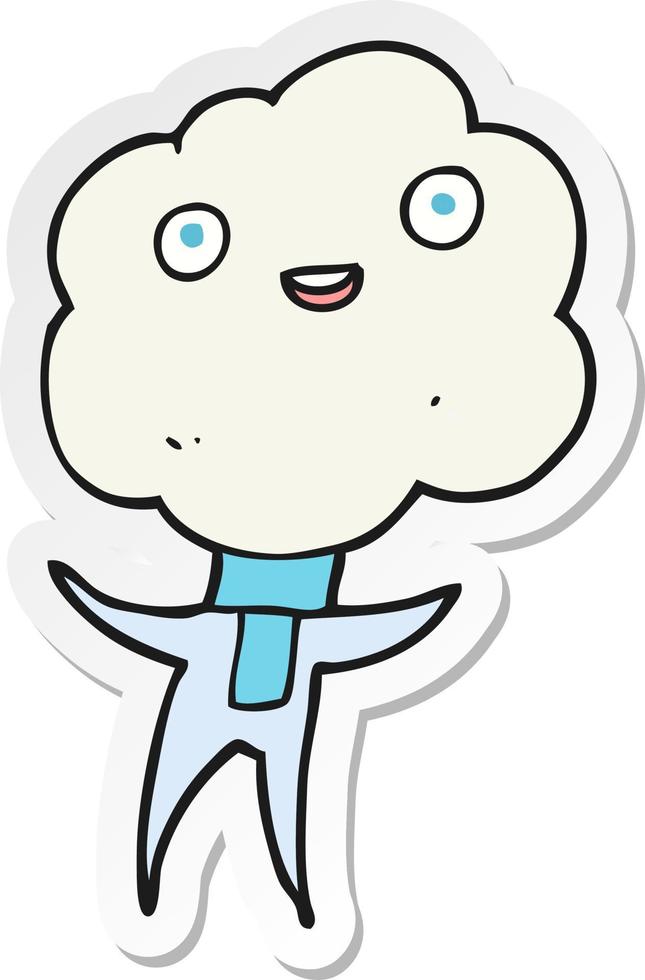 sticker of a cute cloud head creature vector