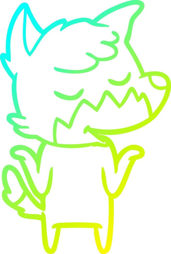 cold gradient line drawing friendly cartoon fox vector
