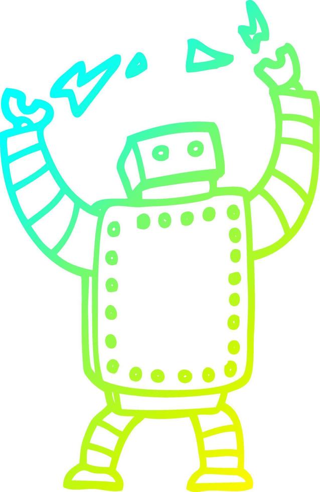 cold gradient line drawing cartoon giant robot vector