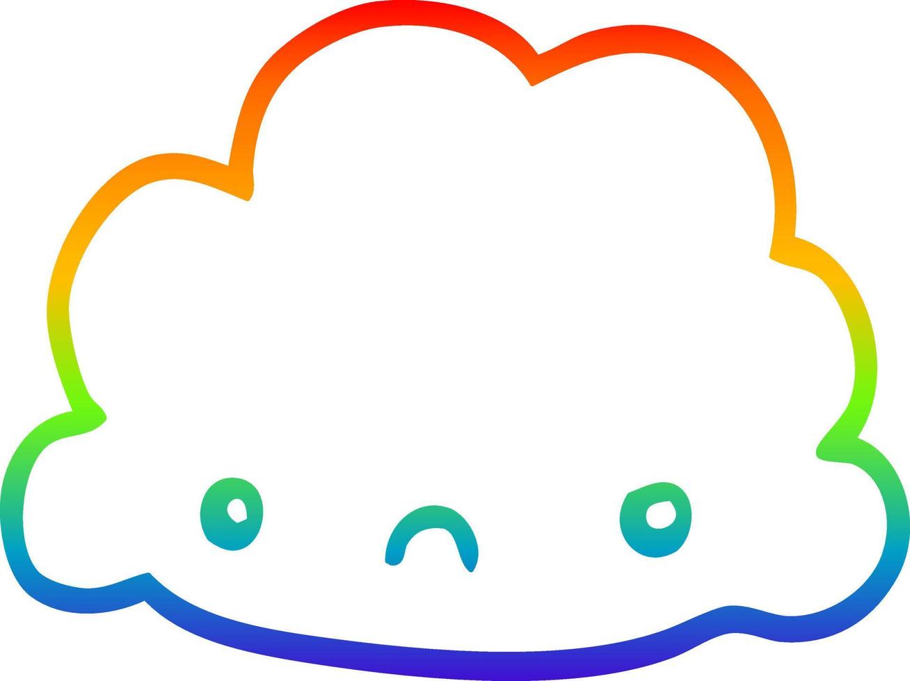 nube de dibujos animados de dibujo de línea de gradiente de arco iris vector