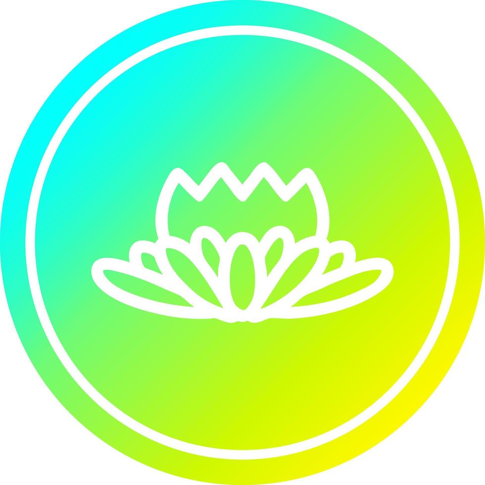 lotus flower circular in cold gradient spectrum vector