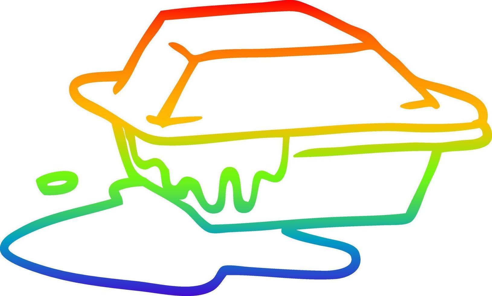 rainbow gradient line drawing cartoon food take out vector