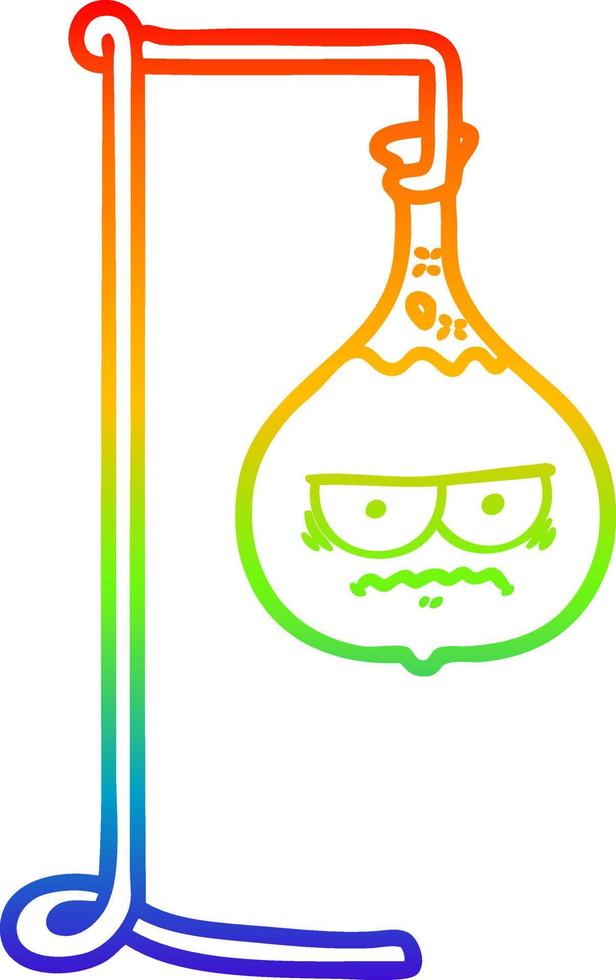 rainbow gradient line drawing angry cartoon science experiment vector