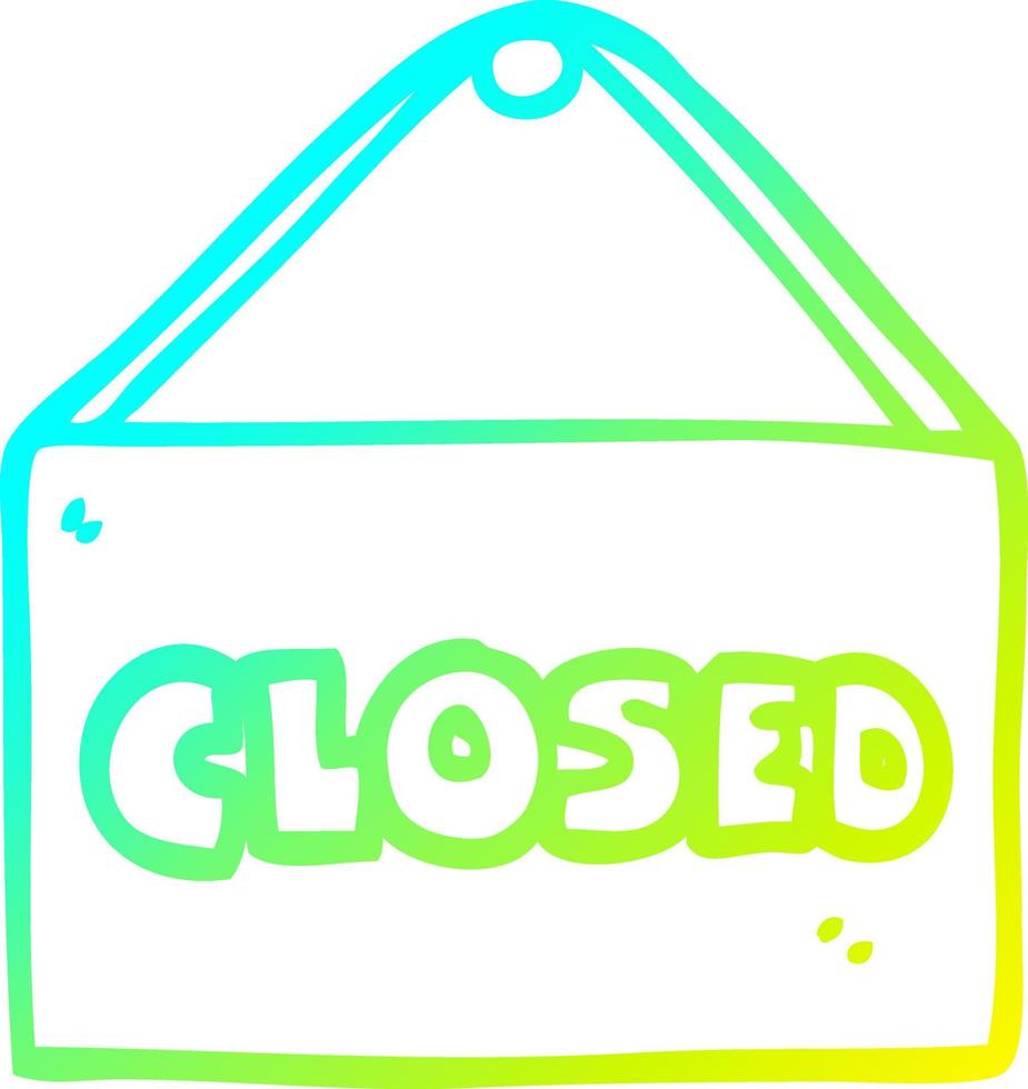 cold gradient line drawing cartoon closed sign vector
