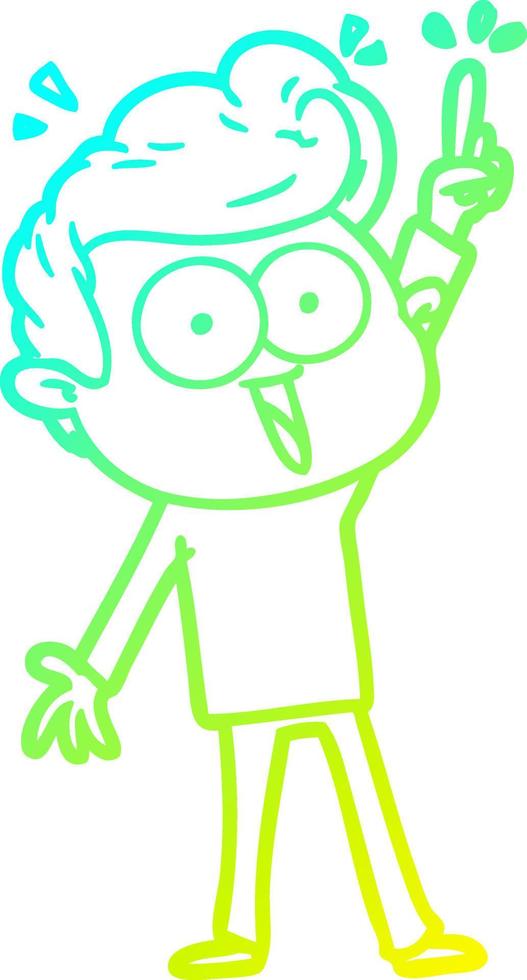 cold gradient line drawing cartoon staring man vector