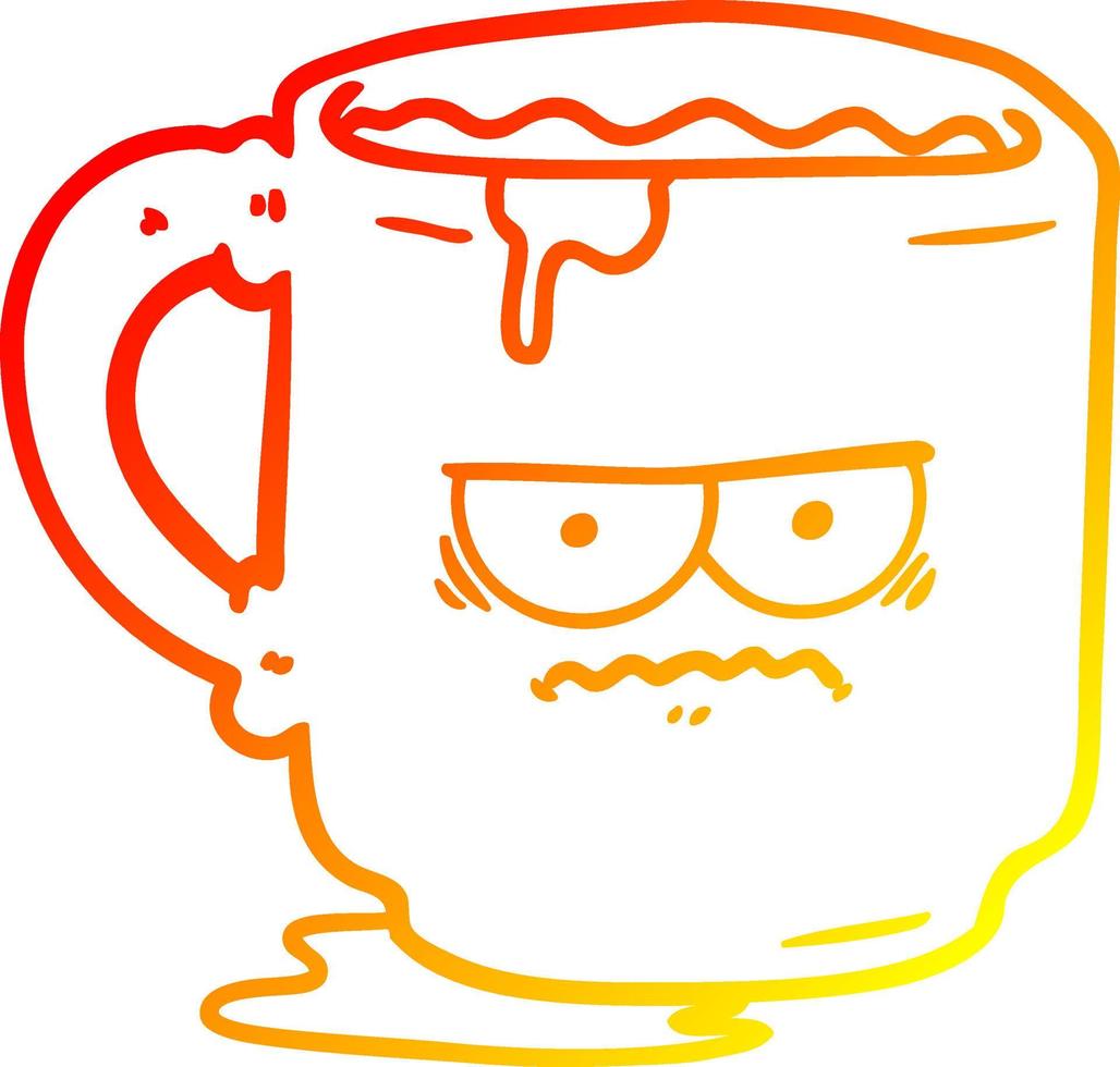 warm gradient line drawing cartoon dirty office mug vector