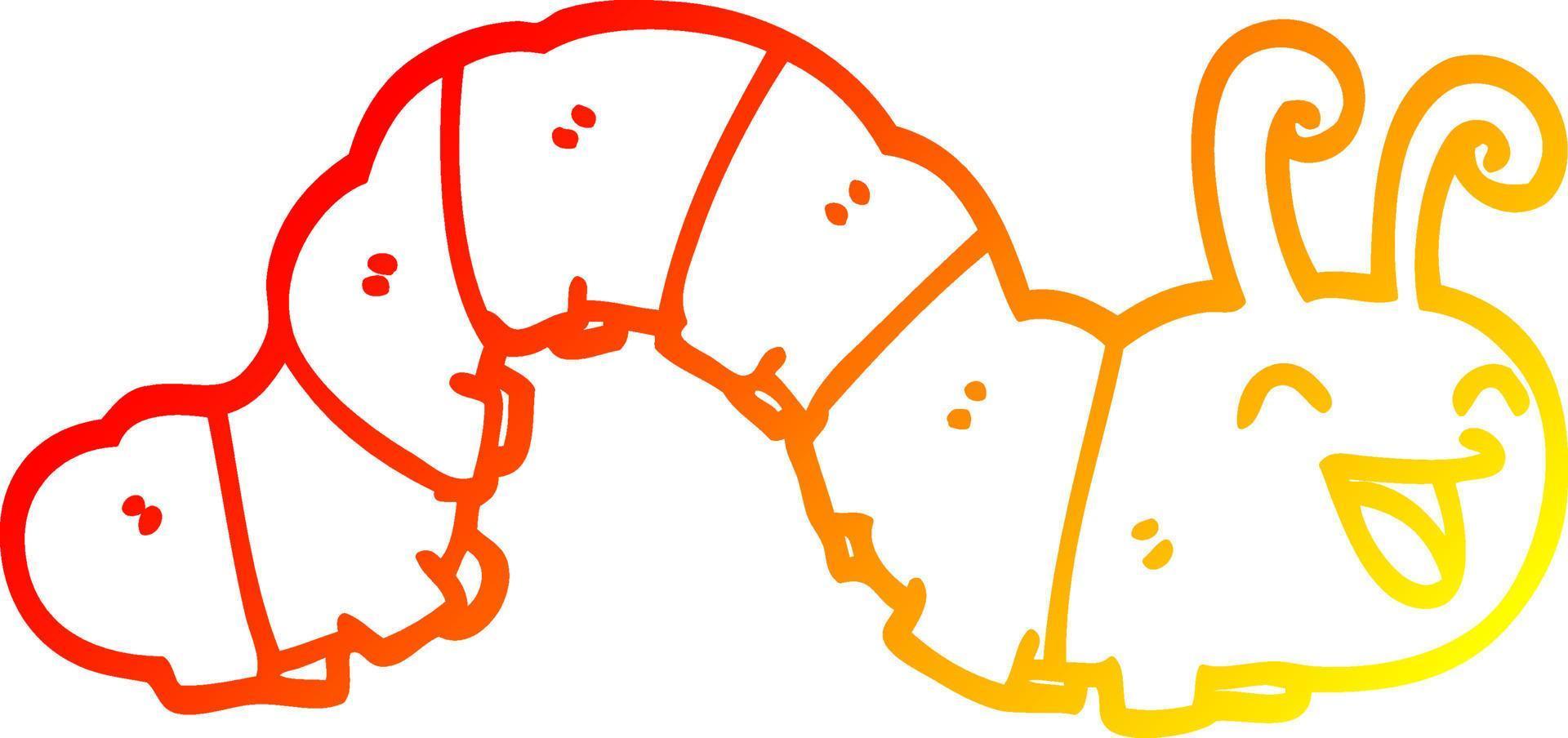 warm gradient line drawing cute cartoon caterpillar vector