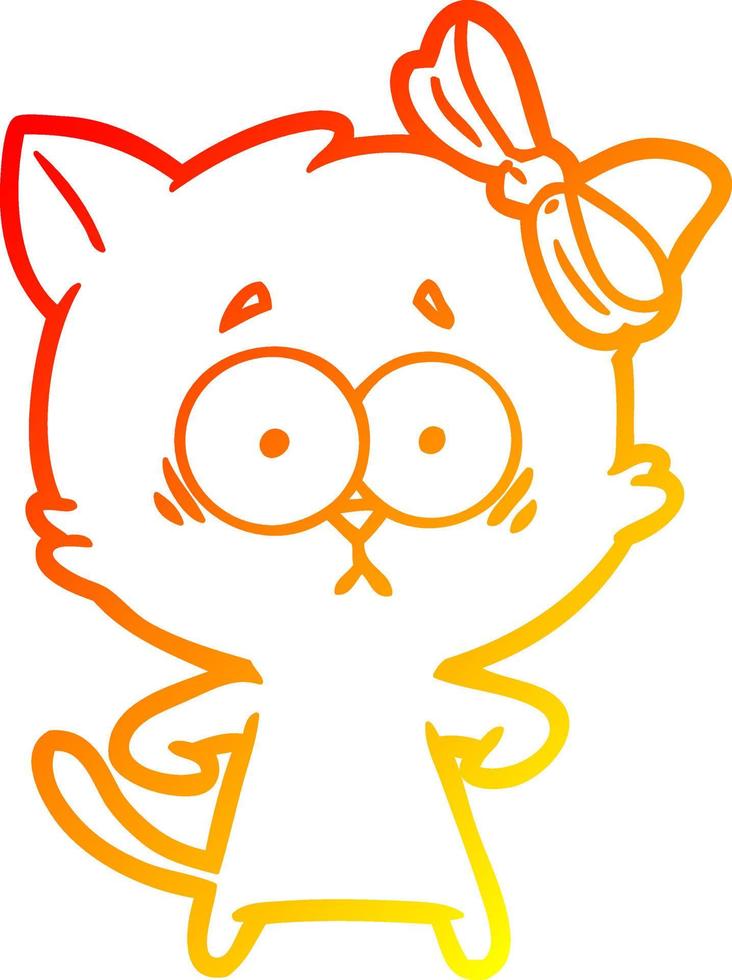 warm gradient line drawing cartoon cat vector