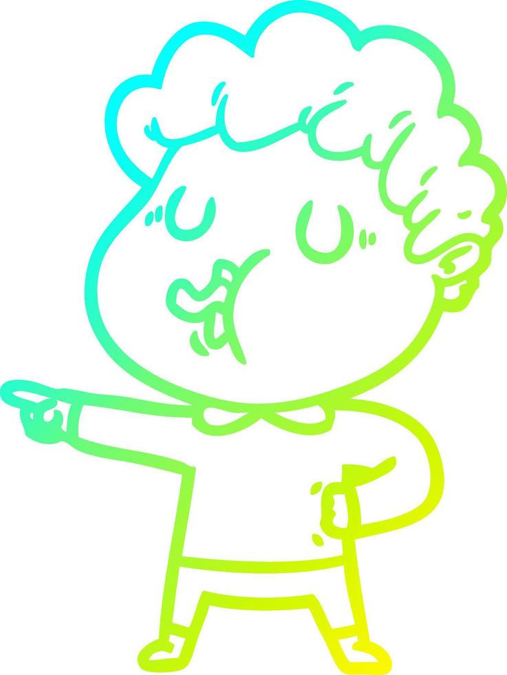 cold gradient line drawing cartoon man singing vector