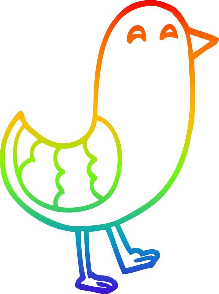 rainbow gradient line drawing cartoon bluebird vector