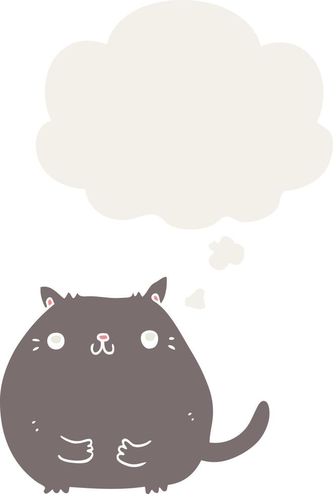 cartoon cat and thought bubble in retro style vector