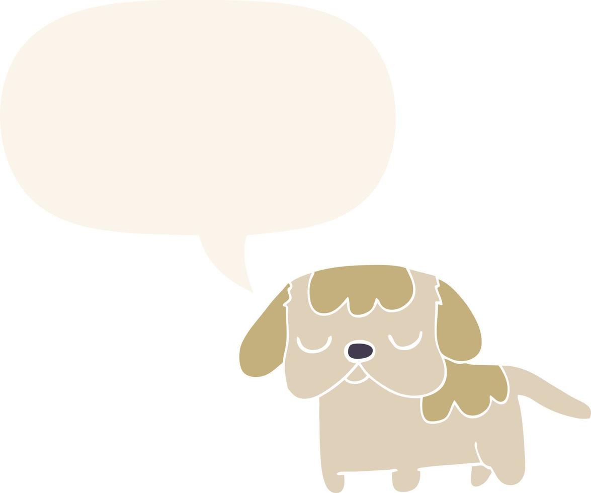 cute cartoon puppy and speech bubble in retro style vector